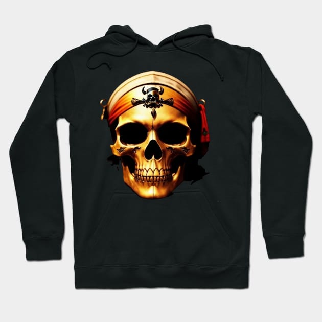 Just a Golden Pirate Scull Hoodie by Dmytro